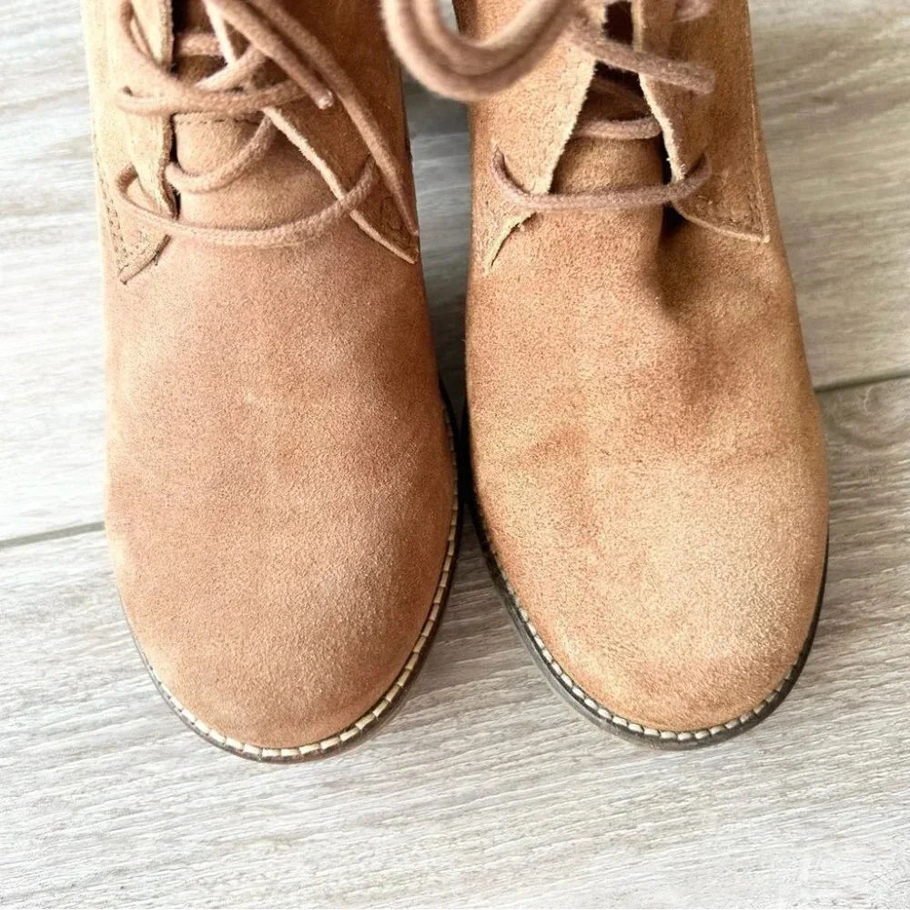 Locale Tan Suede Leather Lace Up Ankle Boots Made in Portugal